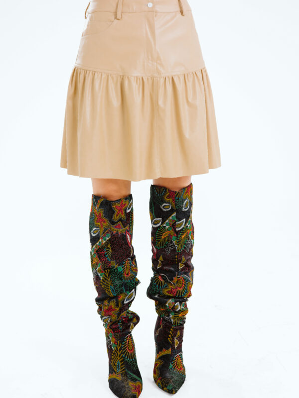 Faux Leather skirt | Beige