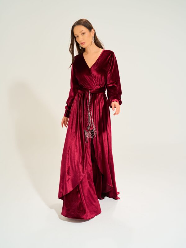 Jasmin Velvet Dress | Dark Red