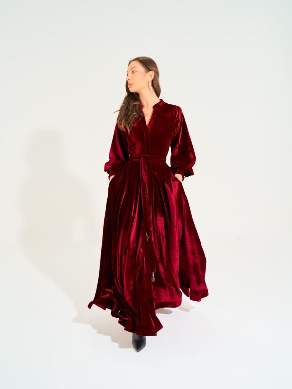 Aloura Velvet Dress | Dark Red